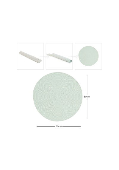 Ocean Home Textile Yıkanabilir Mint Kırçıllı Pamuklu Halı Kilim 80 Cm Çap