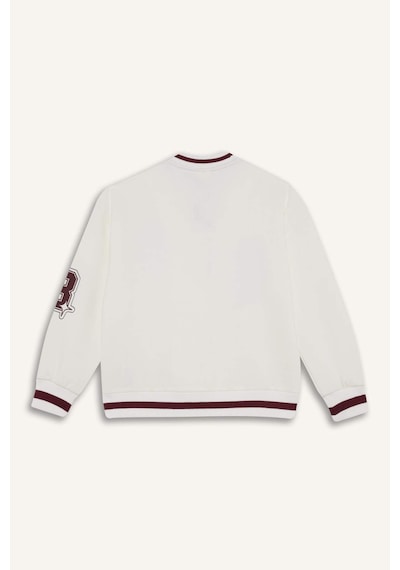 Defacto Kız Çocuk Baskılı Kolej Yaka Bomber Ceket F2295a825auer105 Ekru