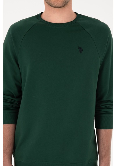 U.S. Polo Assn. Erkek Regular Fit Bisiklet Yaka Koyu Yeşil İnce Basic Sweatshirt 50313752-VR079