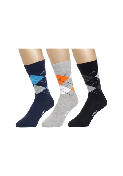 Ozzy Socks 3 Çift Dikişsiz Erkek Penye Pamuklu 4 Mevsim Çorap Lacivert