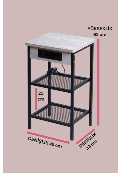 Metal Gövdeli Akıllı Komodin Traverten Ahşap Tablalı Prizli Komodin Şarj İstasyonlu Ve Usb Bağlantılı Beyaz Metal Gövdeli Akıllı Komodin Traverten Ahşap Tablalı Prizli Komodin Şarj İstasyonlu Ve Usb Bağlantılı Beyaz