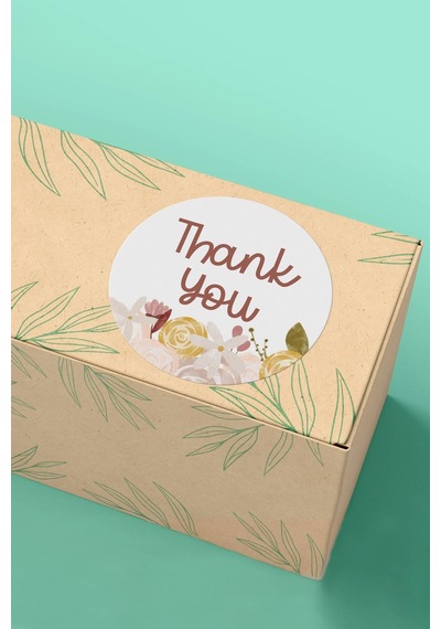 90 Adet Thank You Teşekkür Etiketi Çiçek Desenli 3x3cm St2007 Çok Renkli