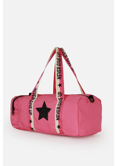 İcone Bag Çocuk Yıldız Logolu Spor Çanta, Çocuk Spor Çanta, Fermuarlı Detaylı Çocuk Spor Çanta Pembe