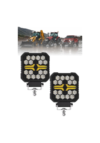 Off-road Kare Led Çalışma Lambası 2 Adet 20w -selamlamalı Gündüz Led Flash Mod & Delici Işık