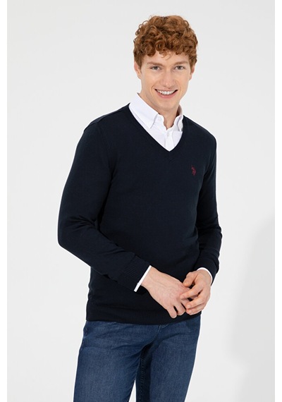 U.S. Polo Assn. Erkek V Yaka Basic Triko Kazak 50256658-vr033 Çok Renkli
