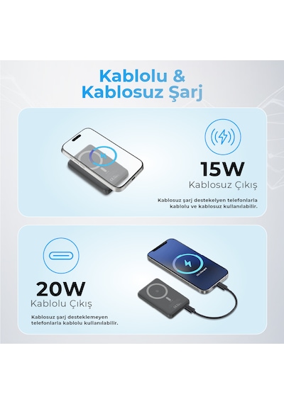 Woyax Magsafe Powerbank 360 Standlı Metal 10.000mah 20w Hızlı Taşınabilir Şarj Cihazı Stand Apple Uyumlu iPhone 11 12 13 14 15 16 Samsung-xiaomi  Siyah