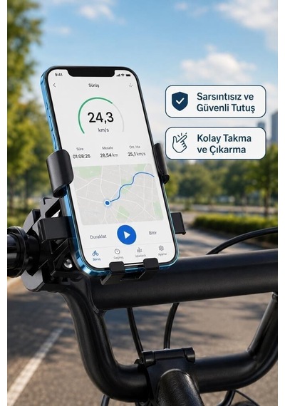 Seyahat Aleti Sürüş Gereci Mobil Araç Jx067 Bisiklet Motosiklet Scooter Telefon Tutacağı 2si1 Siyah