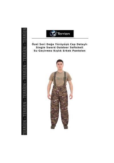 Terrien Özel Seri Doğa Yürüyüşü Cep Detaylı Single Sword Outdoor Softshell Su Geçirmez Kışlık Erkek Pantolon Çok Renkli