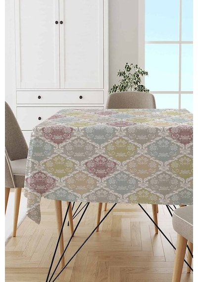 Çok Renkli Damask Dokuma Leke Tutmaz Masa Örtüsü Mso416n11