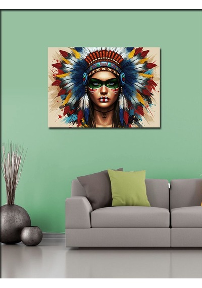 Kanvas Tablo Savaşçı Kızılderili Kadın