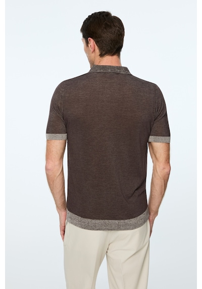 Morven Erkek Kahve Trend Polo Yaka Tencel Triko T-shirt 26ys018024400 Kahve