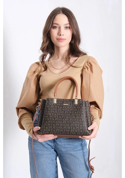 Lisanslı Just Polo Kadın Çanta Günlük Kullanım İçin Şık Ve Kullanışlı Model Kahverengi-Taba