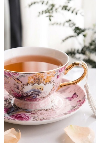 Lily Manor Alhambra Bone China İngiliz Pembe 2'li Çay Fincanı Seti
