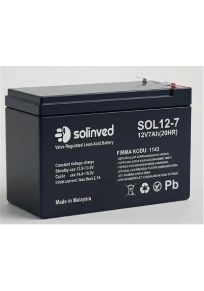Solinved 12v 7ah Kuru Akü Premium