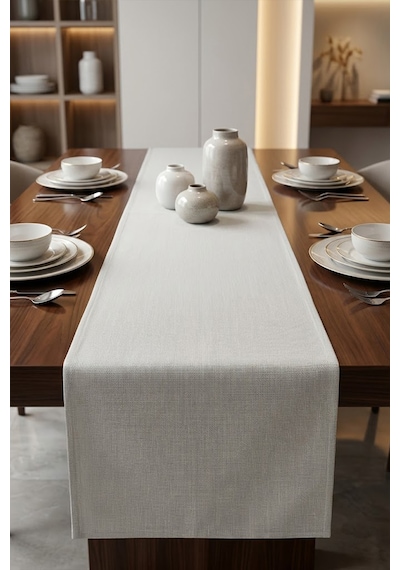 Dekoratif Bohem Runner - Yemek Masası Ve Salon Konsol Örtüsü 50x150 Cm Gri