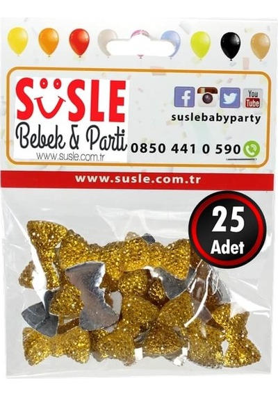 Polyester Papyon Fiyonk, 2,0 X 1,0 Cm - 25 Adet - Altın 1+