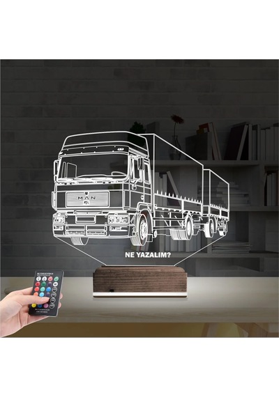 Luvivia Tır Kamyon Tırcı Kişiye Özel 3d Lamba - Masa Gece Lambası Şeffaf