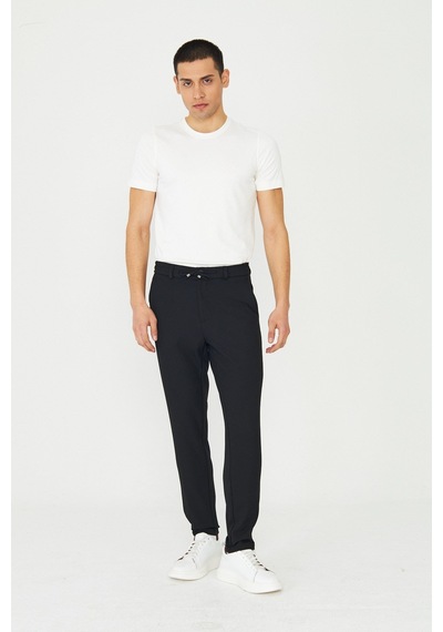 Siyah Smart Casual Modern Kesim Erkek Jogger Pantolon Siyah