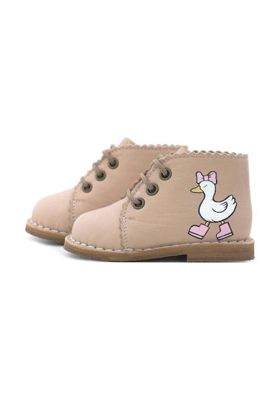 Rakerplus Tbons Özel Tasarım Handmade Hakiki Deri Pudra Kız Bebek Bot Pudra