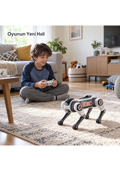 Uzaktan Kumandalı Yapay Zekâ Ses Kontrollü Akrobatik Robot Köpek Oyuncak-1749 Gri - Siyah