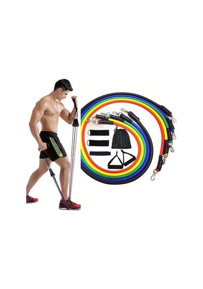 Ckspor 11 Parça Latex Direnç Bandı Seti Kapı Arkası Egzersiz & Fitness Lastiği Seti Cks-124