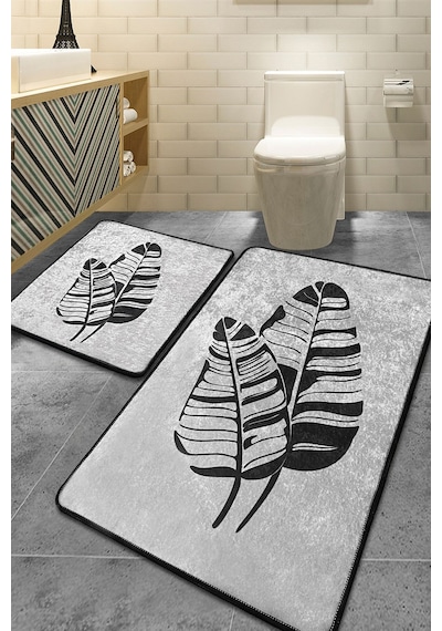 Chilai Home Lipha Gri 2'li Set Banyo Halısı Djt Renkli