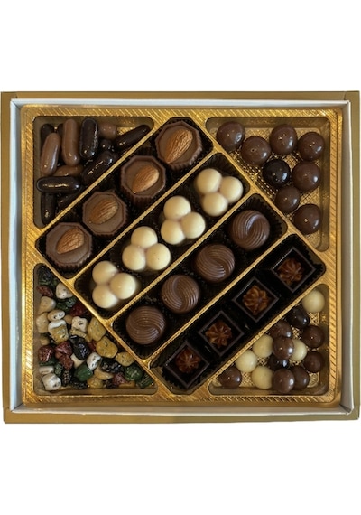 Nutat 365gr Hediyelik Özel Spesiyal Çikolata & Karışık Draje Kutusu - 8 Farklı Gurme Lezzet/gold Siyah