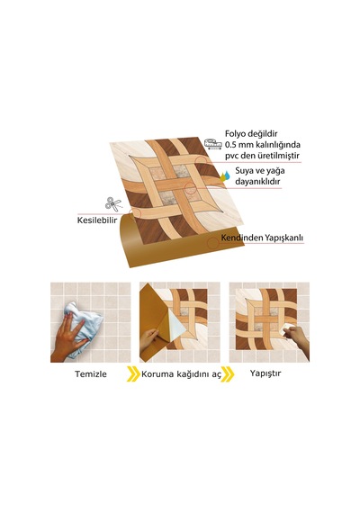 Tink Kendinden Yapışkanlı Desenli Pvc Karo 30x30 Cm