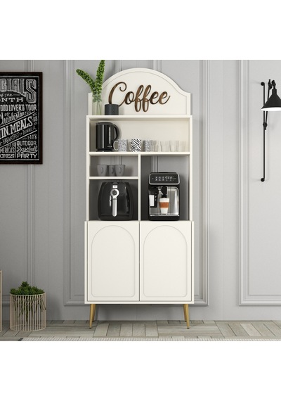 Lyon Kahve Köşesi 80cm - Krem / Altın