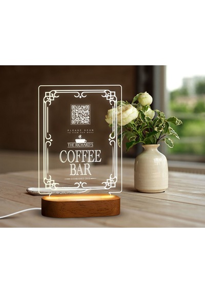 Bk Gift Restoran & Cafe & Barlara Özel Led Lamba Qr Kod Menü, Işıklı Qr Menü, Qr Kodlu Masa Dekoru, Işıklı Pleksi Biblo-12