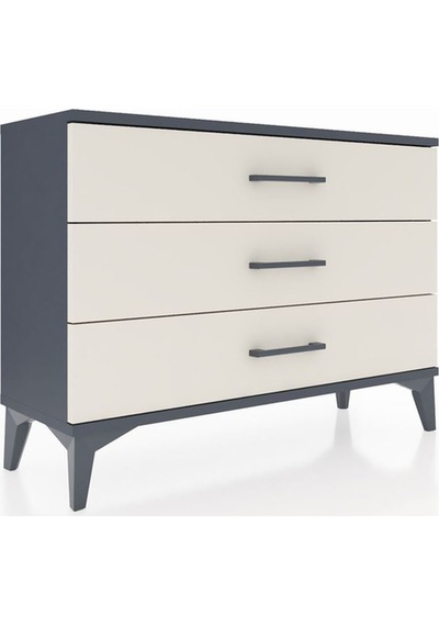 Arges Şifonyer 3 Çekmeceli 88x30x64 Antrasit-aytaşı Antrasit
