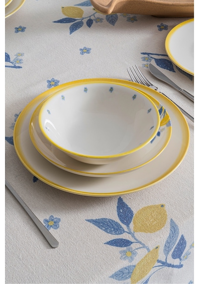 Limon Desenli 12 Kişilik 48 Parça Premium Porselen Yemek Takımı Sarı