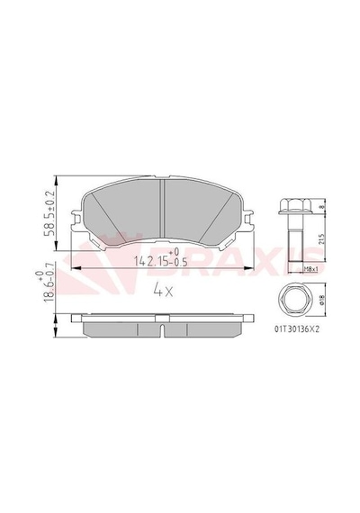 Braxis Aa0667 Ön Fren Balatası Renault Megane Iv 15-scenic Iv 15-talisman 15-g 142mm Y 58.5mm K 18.6mm 410606124r