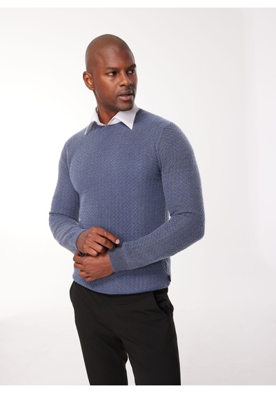 At.p.co Bisiklet Yaka Slim Fit Koyu Mavi Erkek Kazak A274s37cold-