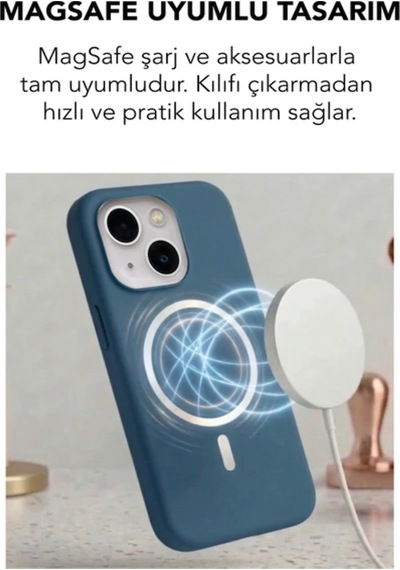 Apple İphone 13 Uyumlu Magsafe Lansman Silikon Kılıf Lacivert