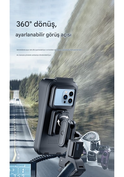Su Geçirmez Gidon Bağlantılı Usb Şarj Çıkışlı Telefon Tutacağı Motosiklet Ve Bisiklet Telefon Tutucu