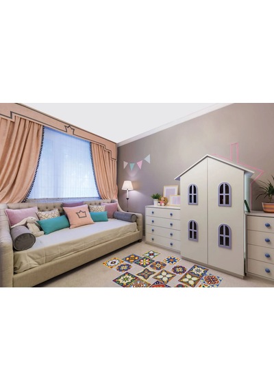 Kendinden Yapışkanlı Karnaval Desenli Pvc Karo 20x20 Cm 5 Li Paket