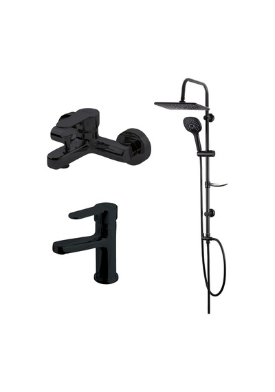 Domino Siyah Banyo,lavabo Bataryası,bold Duş Ünitesi 910530b-971521b-971511b