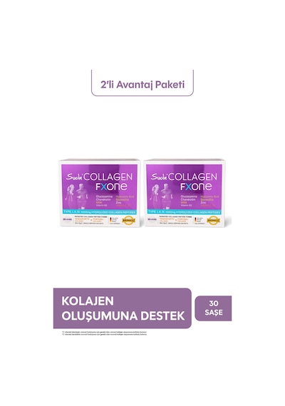 Suda Collagen Fxone Hidrolize Kolajen,glukozamin,vitamin C,msm,boswella,eklem- Kemik Aromasız 30saşe X2 Adet