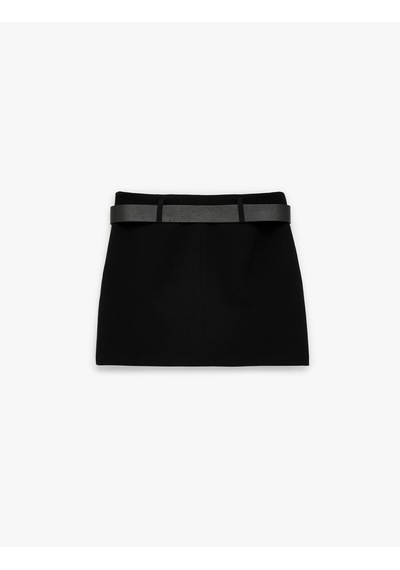 Koton Slim Fit A Kesim Kemerli Şortlu Mini Etek Siyah 6sak70134pw
