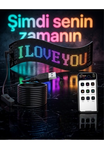 60 Cm Led Matrix Panel 16x96 Piksel Bluetooth Kontrollü Rgb Kayan Yazı Ekranı - Lisinya Çok Renkli