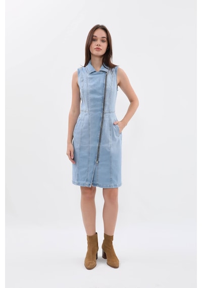 Banny Jeans Kadın Açık Mavi Fermuarlı Jean Elbise Açık Mavi