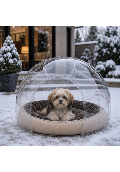 Bauwelt Dome Şeffaf Evcil Hayvan Evi - Kedi Ve Küçük Irk Köpekler İçin Demonte Yaşam Alanı