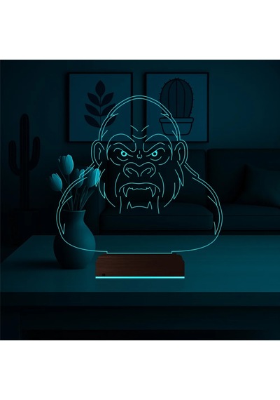 Luvivia Goril Gorilla 3d Lamba - Masa Gece Lambası V2 Şeffaf