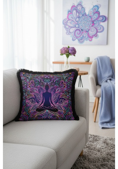 Mandala Lotus Renkli Saçaklı Yastık Kılıfı - Meditasyon Bohem Siyah Mor Püsküllü Kırlent Kılıfı Grili Kobalt Mavi Mandala Lotus Renkli Saçaklı Yastık Kılıfı - Meditasyon Bohem Siyah Mor Püsküllü Kırlent Kılıfı Grili Kobalt Mavi