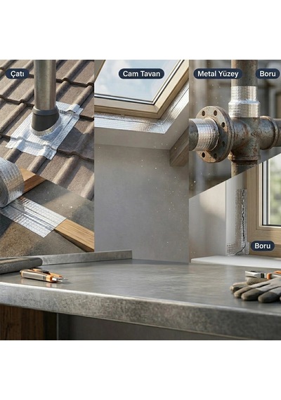 6 Adet 48mmx2mt Su Sızdırmaz Folyo Bant Çatı-cam Tavan-metal Yüzey-pencere - Boru Vb. 5468