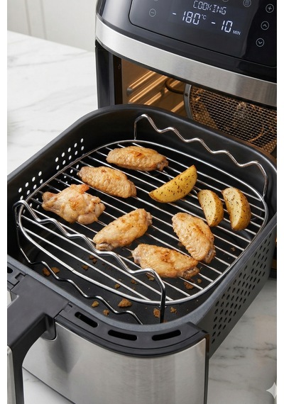 Airfryer Izgara Teli Zigzag Model Fritöz Metal Aksesuarı Xxl Krom