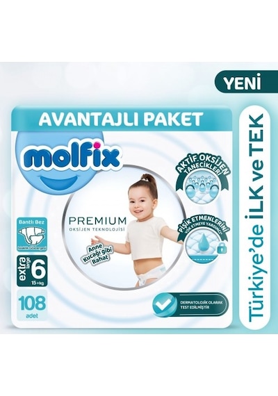 Molfix Premium Ultra Fırsat Paketi 54'ü x 2 108 Adet PKT.MOLFIX.102 6 Numara