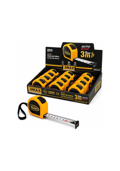 12 Adet 3mt X 16mm Otomatik Çelik Şerit Metre Stoplu 4741 0.004 M - 0.032 M