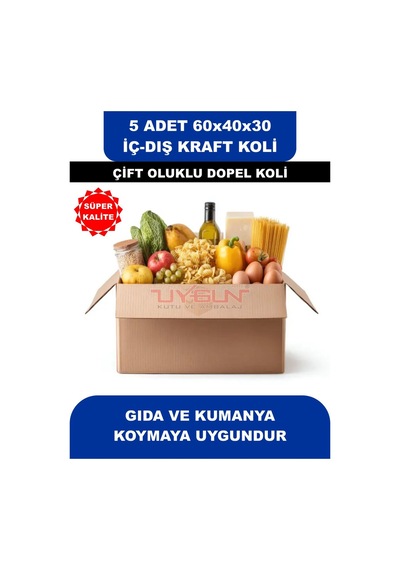 5 Adet 60x40x30 Ev Taşıma Kolisi, Çeyiz Kolisi, Boş Koli, Çift Oluklu Ksssk Dopel